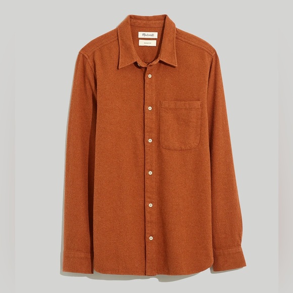 Madewell Sunday Flannel Perfect Long-Sleeve Shirt in Burnt Umber - Picture 1 of 14